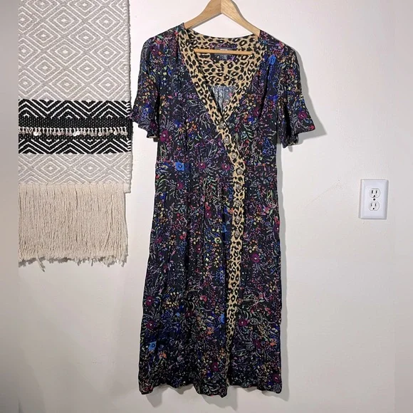 Anthropologie Maeve Morgan floral and leopard midi dress - Picture 3 of 10